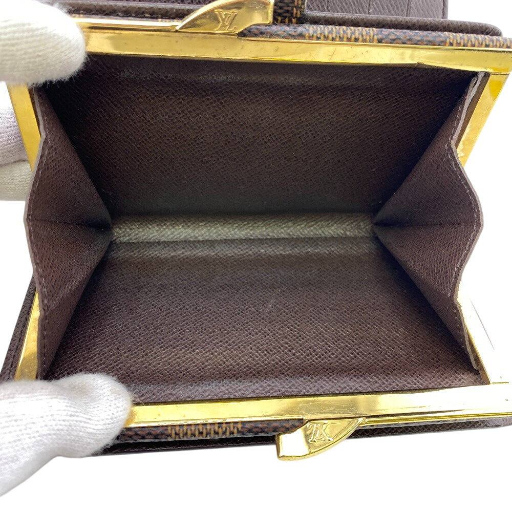 LOUIS VUITTON Bifold Wallet N61674 PVC Brown Gamaguchi Damier Portefeuille Viennoiserie Women Used Authentic