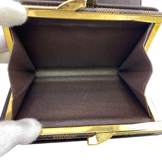 LOUIS VUITTON Bifold Wallet N61674 PVC Brown Gamaguchi Damier Portefeuille Viennoiserie Women Used Authentic