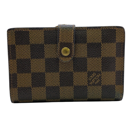 LOUIS VUITTON Bifold Wallet N61674 PVC Brown Gamaguchi Damier Portefeuille Viennoiserie Women Used Authentic
