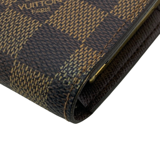 LOUIS VUITTON Bifold Wallet N61674 PVC Brown Gamaguchi Damier Portefeuille Viennoiserie Women Used Authentic