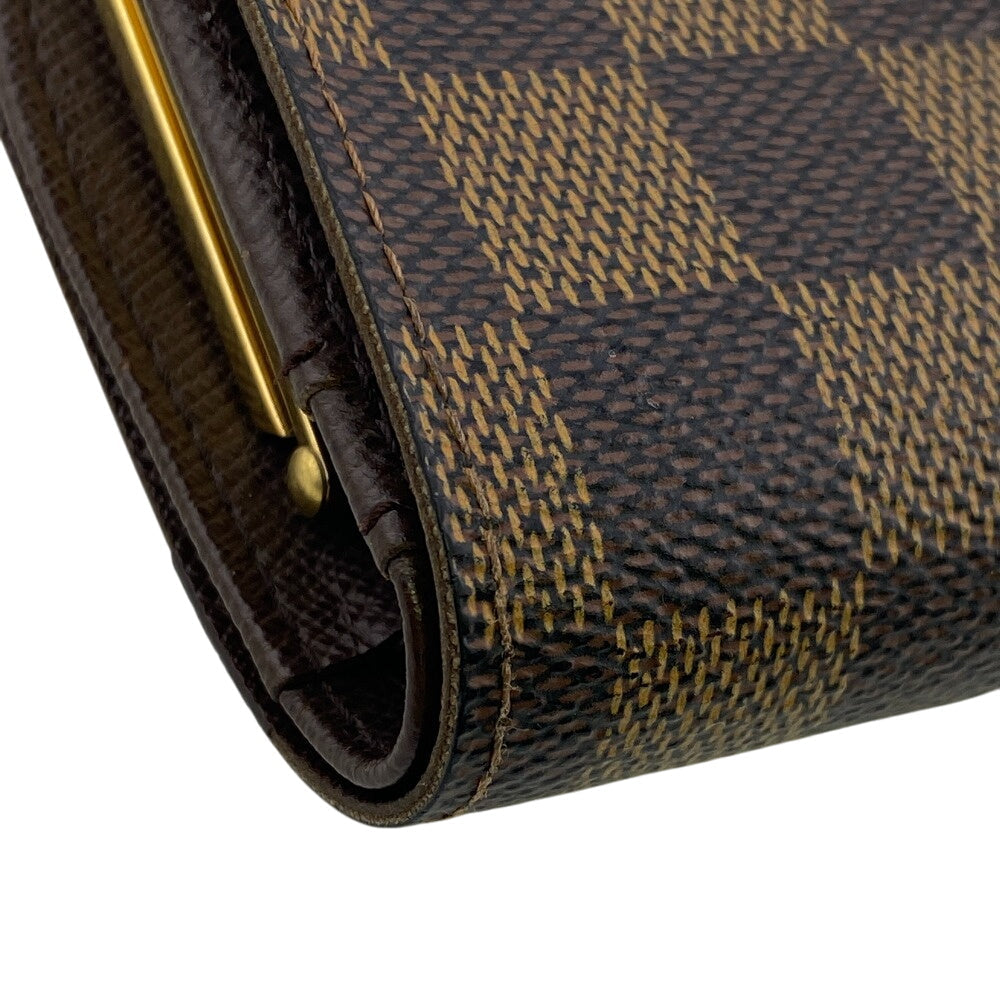 LOUIS VUITTON Bifold Wallet N61674 PVC Brown Gamaguchi Damier Portefeuille Viennoiserie Women Used Authentic