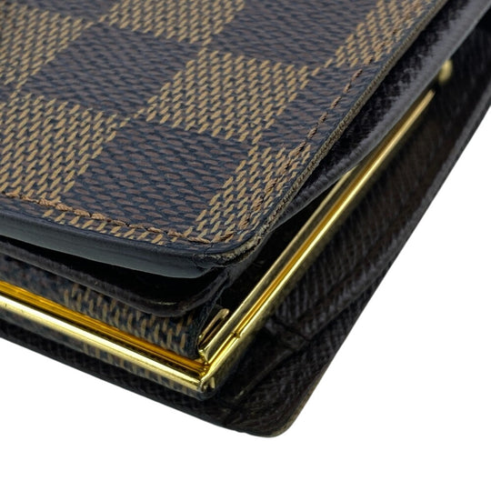 LOUIS VUITTON Bifold Wallet N61674 PVC Brown Gamaguchi Damier Portefeuille Viennoiserie Women Used Authentic