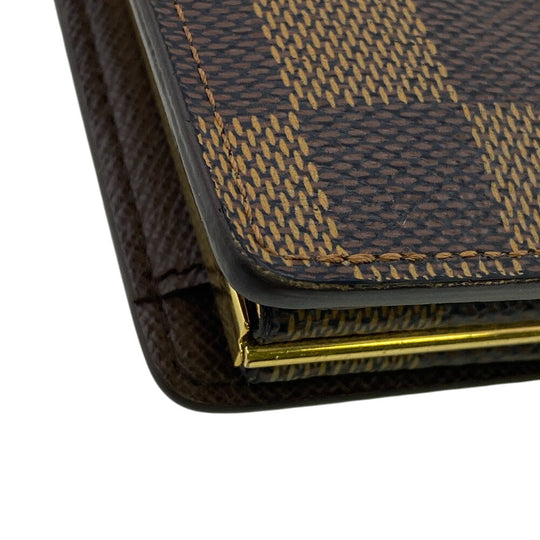 LOUIS VUITTON Bifold Wallet N61674 PVC Brown Gamaguchi Damier Portefeuille Viennoiserie Women Used Authentic