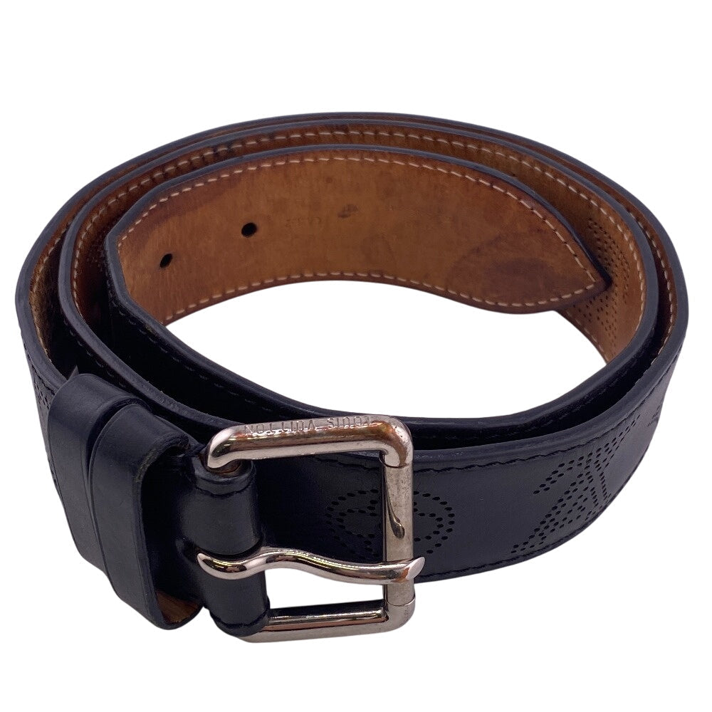 LOUIS VUITTON belt M6931 Monogram Mahina black Perfo Monogram Mahina Saintur mens 90/36 Used Authentic