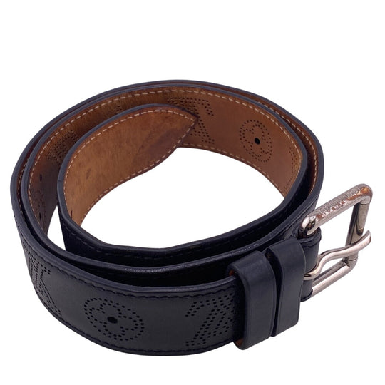 LOUIS VUITTON belt M6931 Monogram Mahina black Perfo Monogram Mahina Saintur mens 90/36 Used Authentic