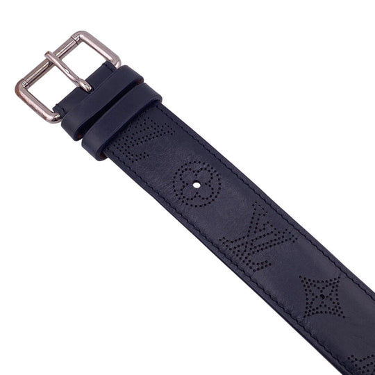 LOUIS VUITTON belt M6931 Monogram Mahina black Perfo Monogram Mahina Saintur mens 90/36 Used Authentic