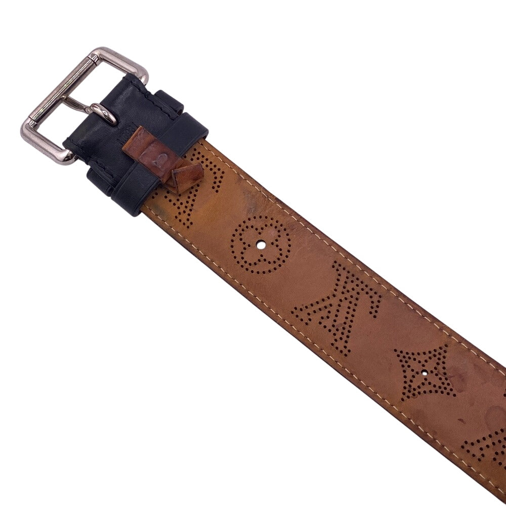 LOUIS VUITTON belt M6931 Monogram Mahina black Perfo Monogram Mahina Saintur mens 90/36 Used Authentic
