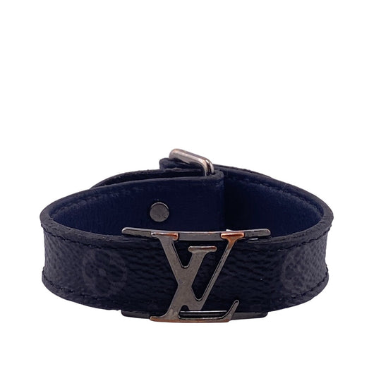 LOUIS VUITTON bracelet M6782 black Monogram Eclipse LV cut out bracelet Women(Unisex) 18 Used Authentic