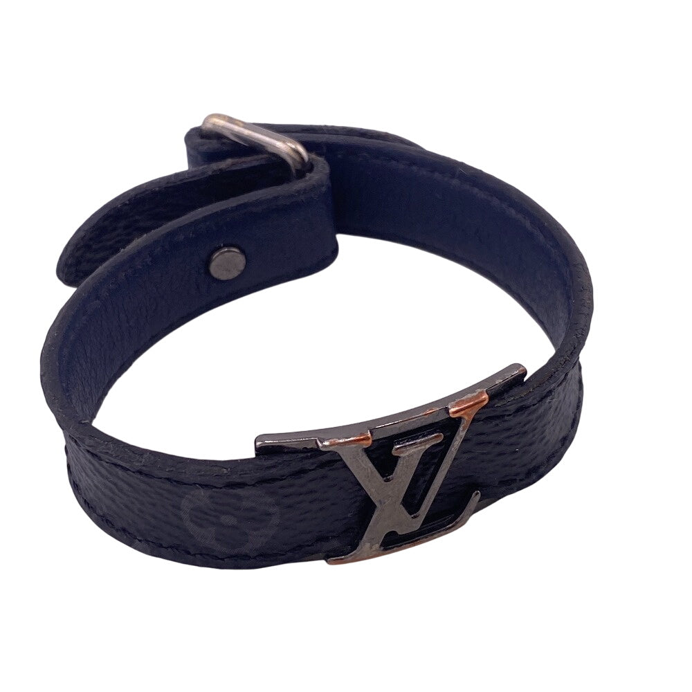 LOUIS VUITTON bracelet M6782 black Monogram Eclipse LV cut out bracelet Women(Unisex) 18 Used Authentic