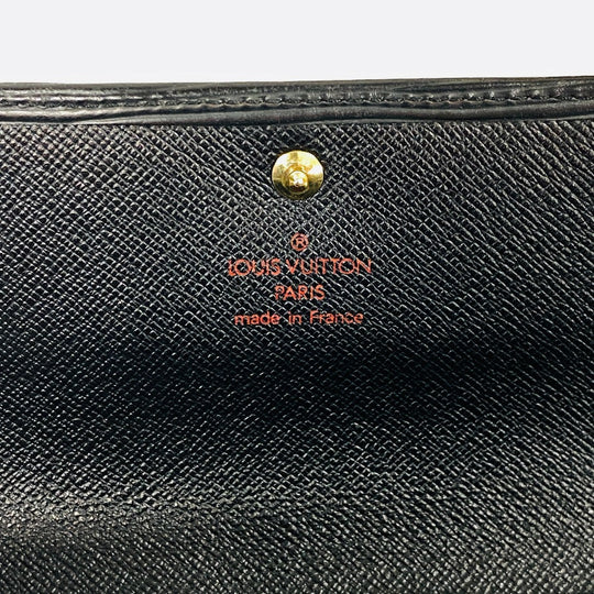LOUIS VUITTON Tri-fold wallet M63712 Epi black Epi Porte Tresor Etui Papier mens Used Authentic
