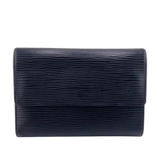 LOUIS VUITTON Tri-fold wallet M63712 Epi black Epi Porte Tresor Etui Papier mens Used Authentic
