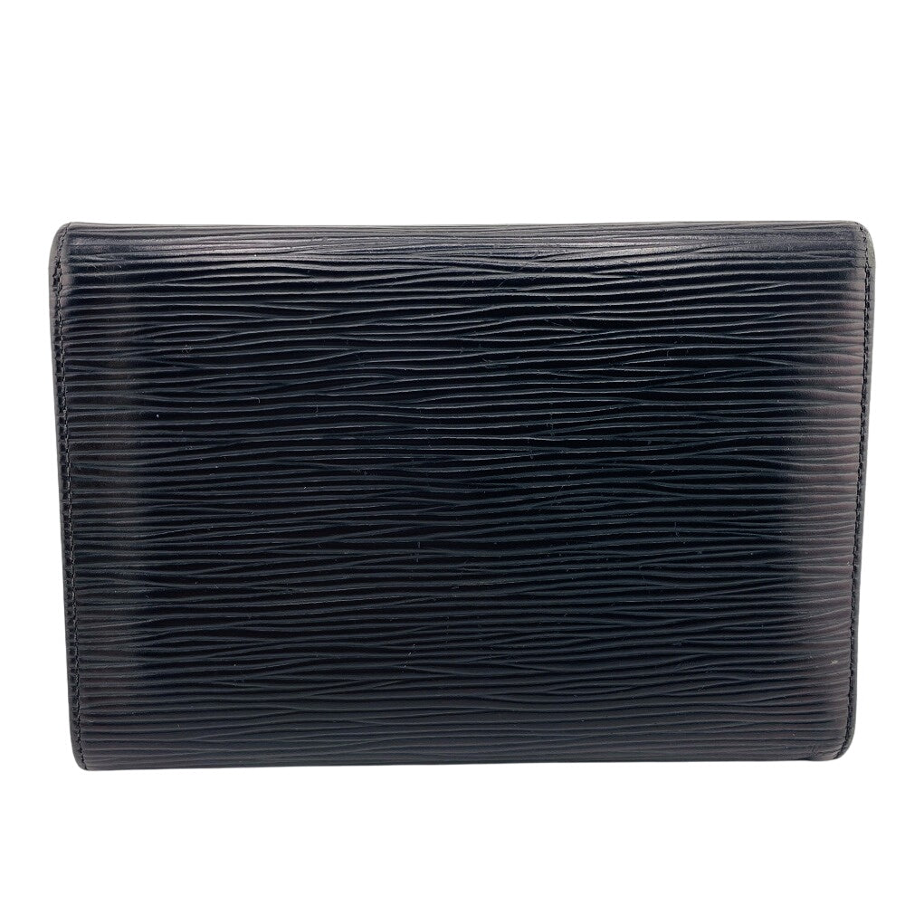 LOUIS VUITTON Tri-fold wallet M63712 Epi black Epi Porte Tresor Etui Papier mens Used Authentic