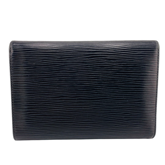 LOUIS VUITTON Tri-fold wallet M63712 Epi black Epi Porte Tresor Etui Papier mens Used Authentic