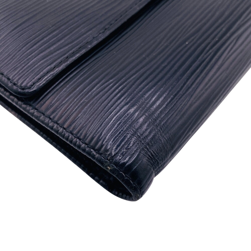 LOUIS VUITTON Tri-fold wallet M63712 Epi black Epi Porte Tresor Etui Papier mens Used Authentic