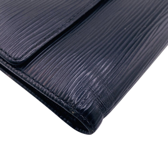 LOUIS VUITTON Tri-fold wallet M63712 Epi black Epi Porte Tresor Etui Papier mens Used Authentic