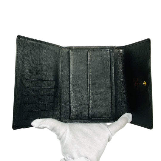 LOUIS VUITTON Tri-fold wallet M63712 Epi black Epi Porte Tresor Etui Papier mens Used Authentic