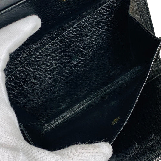 LOUIS VUITTON Tri-fold wallet M63712 Epi black Epi Porte Tresor Etui Papier mens Used Authentic
