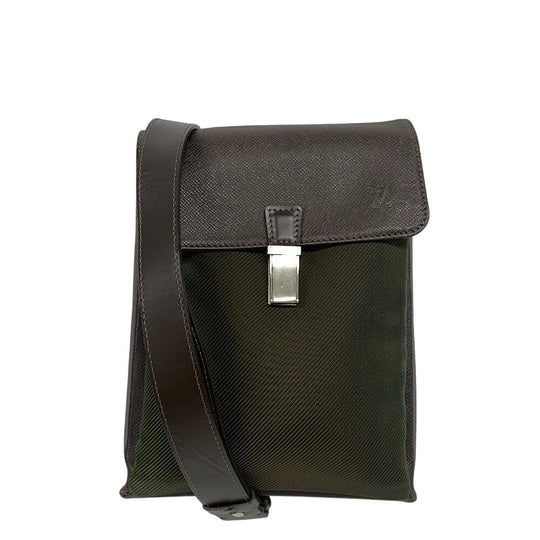 LOUIS VUITTON Shoulder Bag M30898 leather Brown Taiga Saratov PM mens Used Authentic