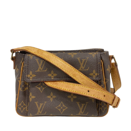 LOUIS VUITTON Shoulder Bag M51165 leather Brown Monogram Vivasite PM Women Used Authentic