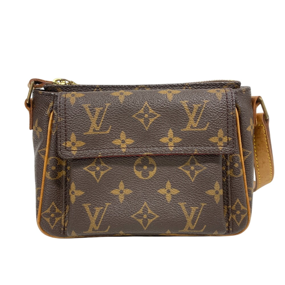 LOUIS VUITTON Shoulder Bag M51165 leather Brown Monogram Vivasite PM Women Used Authentic