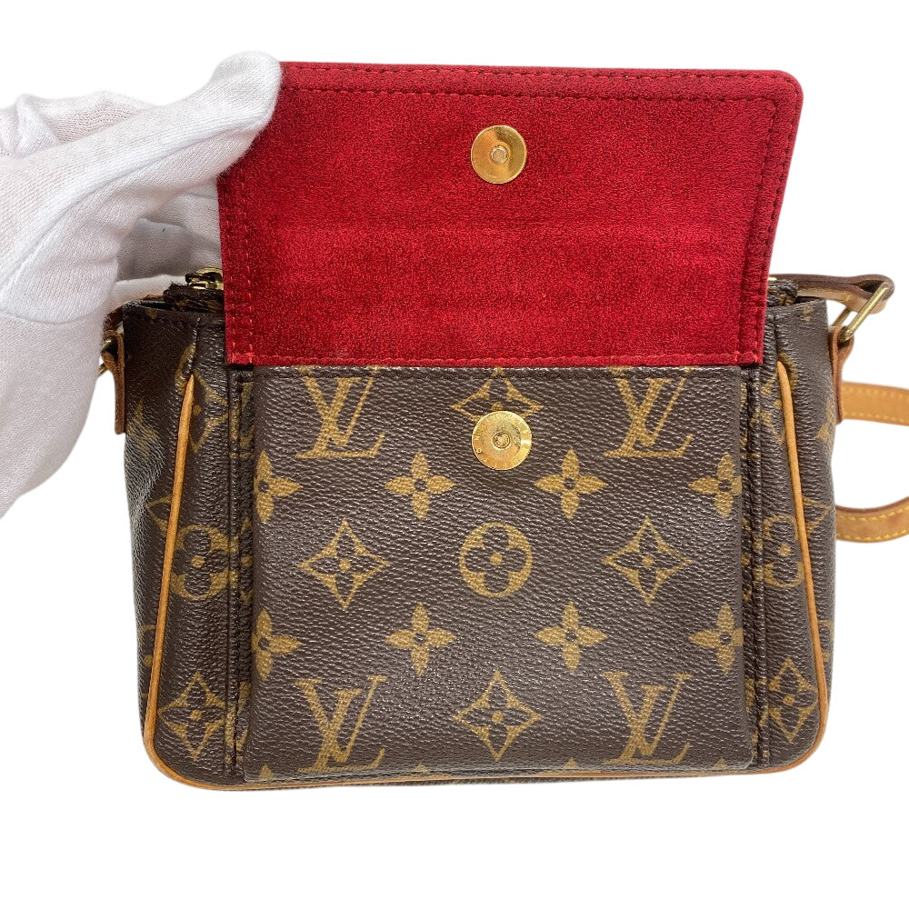 LOUIS VUITTON Shoulder Bag M51165 leather Brown Monogram Vivasite PM Women Used Authentic