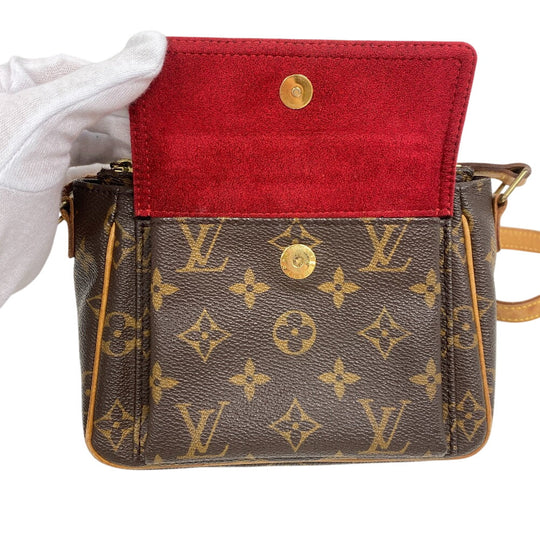 LOUIS VUITTON Shoulder Bag M51165 leather Brown Monogram Vivasite PM Women Used Authentic