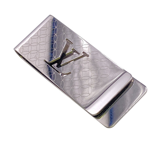 LOUIS VUITTON Money clip M65041 Steel Silver LV logo building clip champs elyses mens(Unisex) Used Authentic