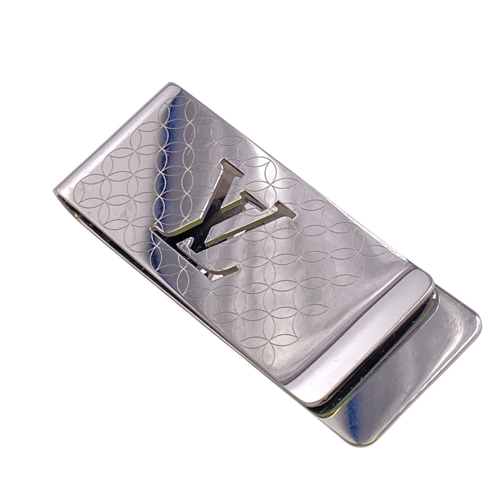 LOUIS VUITTON Money clip M65041 Steel Silver LV logo building clip champs elyses mens(Unisex) Used Authentic