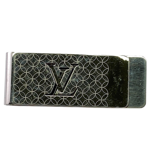 LOUIS VUITTON Money clip M65041 Steel Silver LV logo building clip champs elyses mens(Unisex) Used Authentic