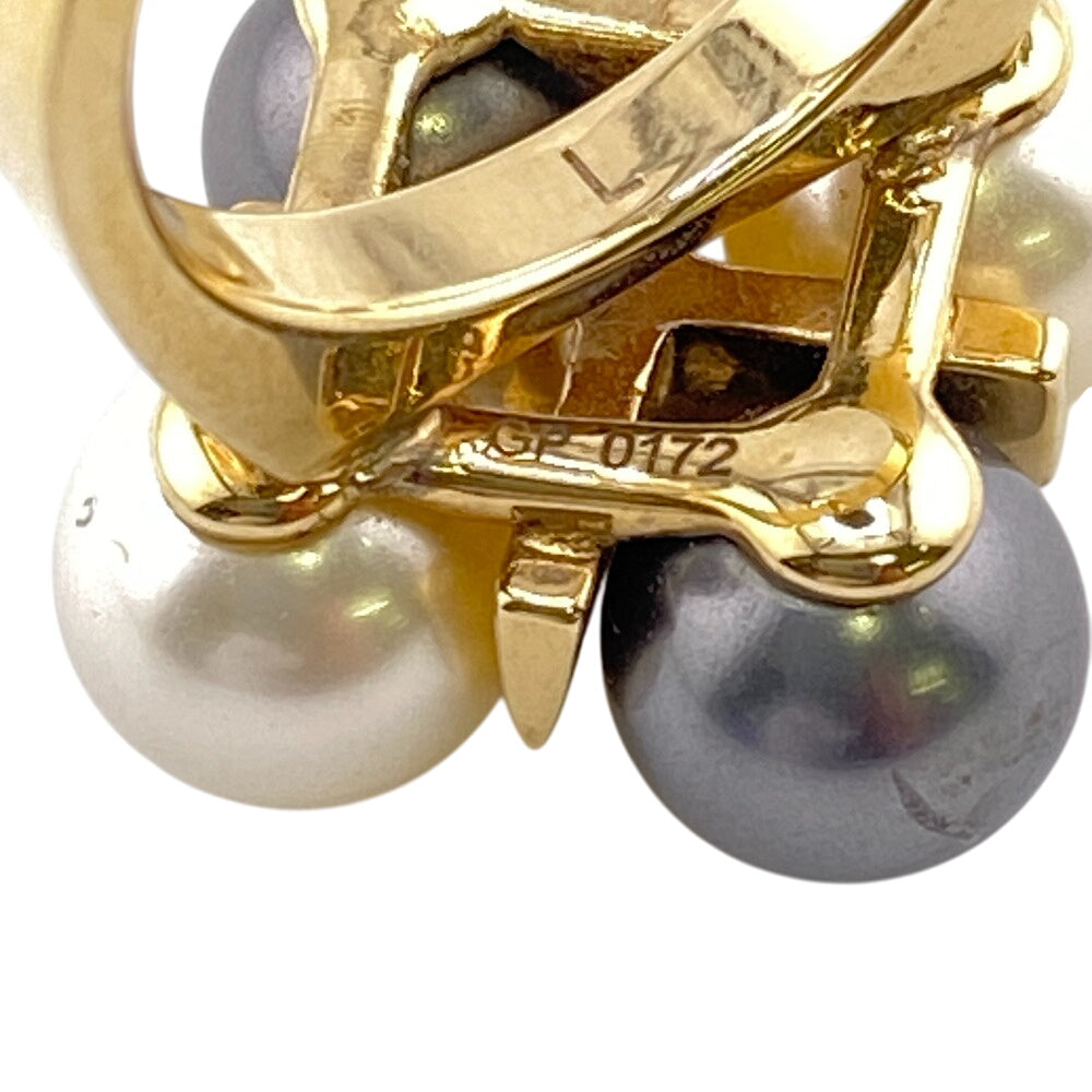 LOUIS VUITTON Ring M67017 Pearl gold LV logo Burg Climb River Women L Used Authentic