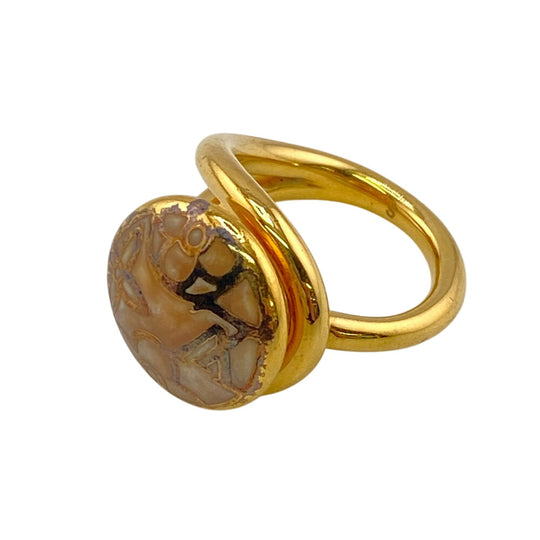 LOUIS VUITTON Ring M65973 Gold Plated gold LV logo Berg Celest Women S Used Authentic