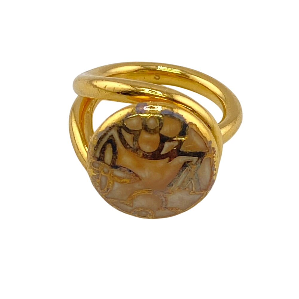 LOUIS VUITTON Ring M65973 Gold Plated gold LV logo Berg Celest Women S Used Authentic