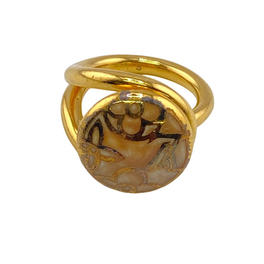LOUIS VUITTON Ring M65973 Gold Plated gold LV logo Berg Celest Women S Used Authentic