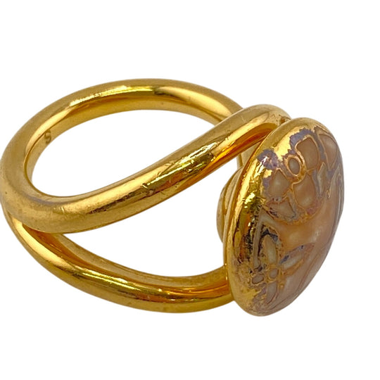 LOUIS VUITTON Ring M65973 Gold Plated gold LV logo Berg Celest Women S Used Authentic
