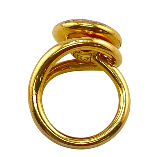 LOUIS VUITTON Ring M65973 Gold Plated gold LV logo Berg Celest Women S Used Authentic