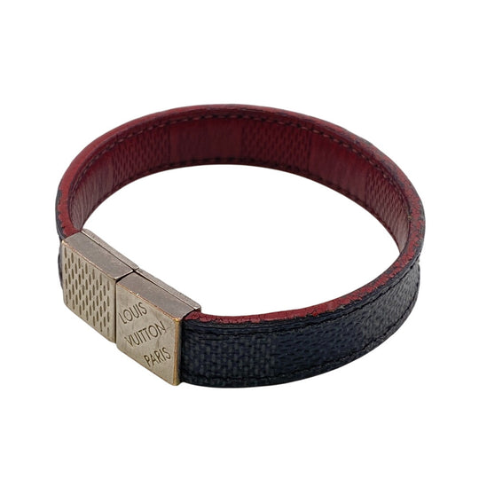 LOUIS VUITTON bracelet M6190E leather black Damier Grafitte Brassler Pruitt Women(Unisex) Used Authentic