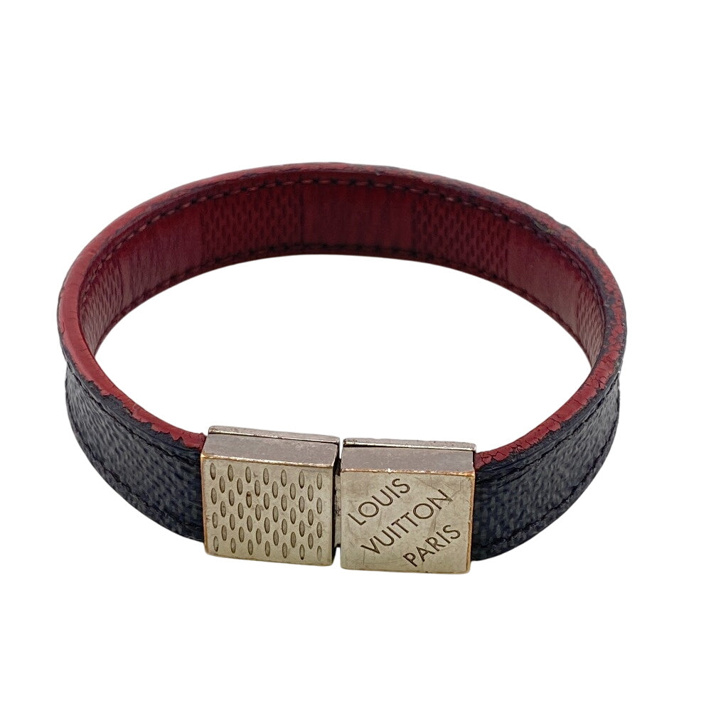 LOUIS VUITTON bracelet M6190E leather black Damier Grafitte Brassler Pruitt Women(Unisex) Used Authentic