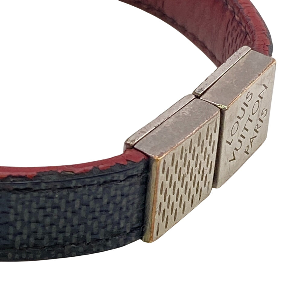 LOUIS VUITTON bracelet M6190E leather black Damier Grafitte Brassler Pruitt Women(Unisex) Used Authentic