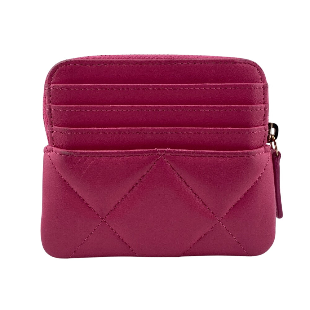 CHANEL Coin case lambskin pink Matrasse COCO Mark chanel 19 Women Used Authentic