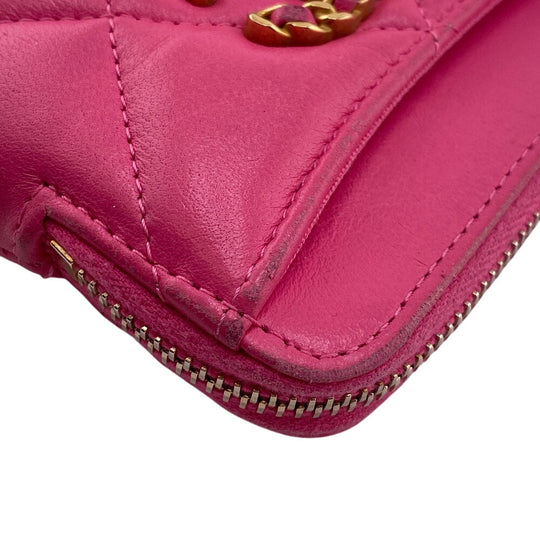 CHANEL Coin case lambskin pink Matrasse COCO Mark chanel 19 Women Used Authentic