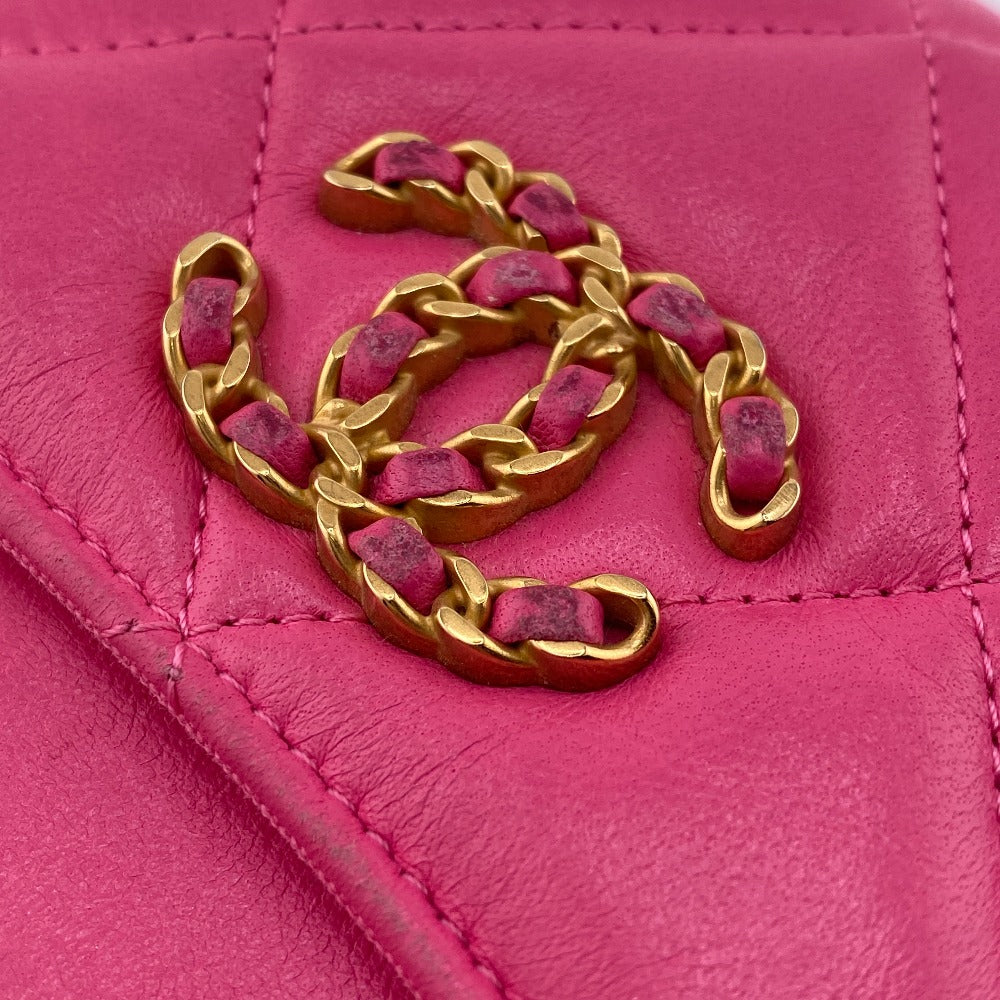 CHANEL Coin case lambskin pink Matrasse COCO Mark chanel 19 Women Used Authentic