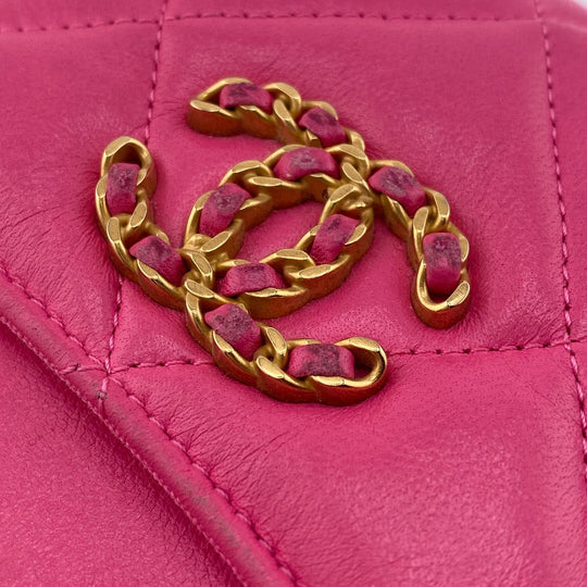 CHANEL Coin case lambskin pink Matrasse COCO Mark chanel 19 Women Used Authentic
