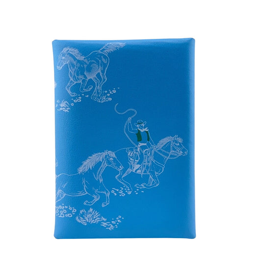 HERMES Earring Vaux Swift blue Hose Pattern Calvi duo Women(Unisex) Used Authentic