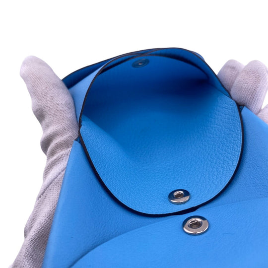 HERMES Earring Vaux Swift blue Hose Pattern Calvi duo Women(Unisex) Used Authentic