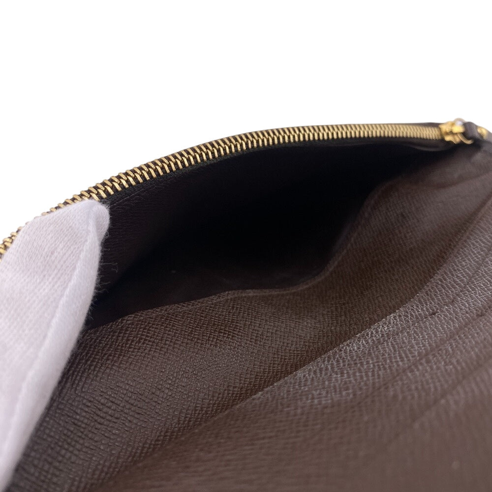 LOUIS VUITTON Long Wallet Purse N63071 leather Brown 1 Damier Unsolit Women(Unisex) Used Authentic
