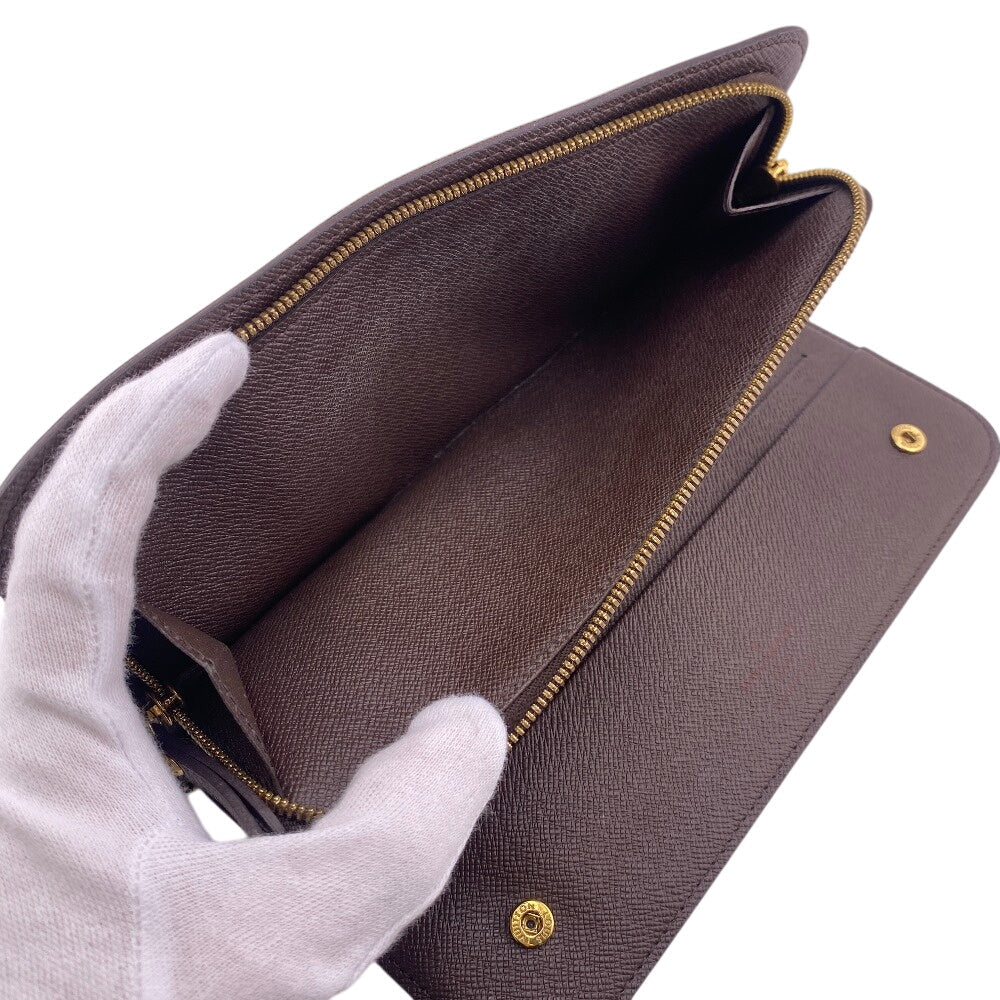 LOUIS VUITTON Long Wallet Purse N63071 leather Brown 1 Damier Unsolit Women(Unisex) Used Authentic