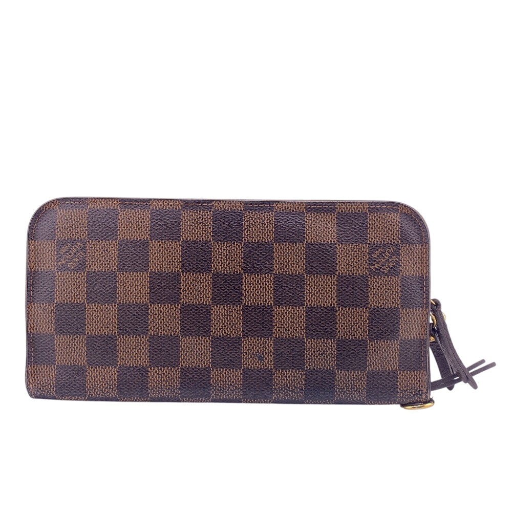 LOUIS VUITTON Long Wallet Purse N63071 leather Brown 1 Damier Unsolit Women(Unisex) Used Authentic