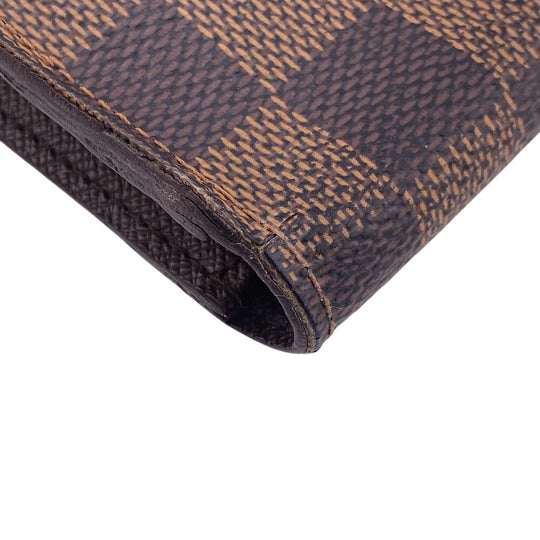 LOUIS VUITTON Long Wallet Purse N63071 leather Brown 1 Damier Unsolit Women(Unisex) Used Authentic