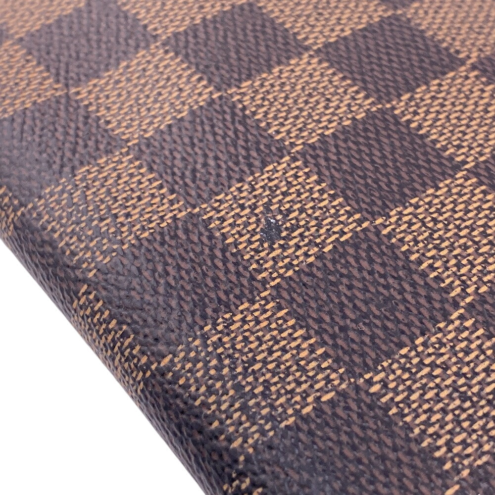 LOUIS VUITTON Long Wallet Purse N63071 leather Brown 1 Damier Unsolit Women(Unisex) Used Authentic