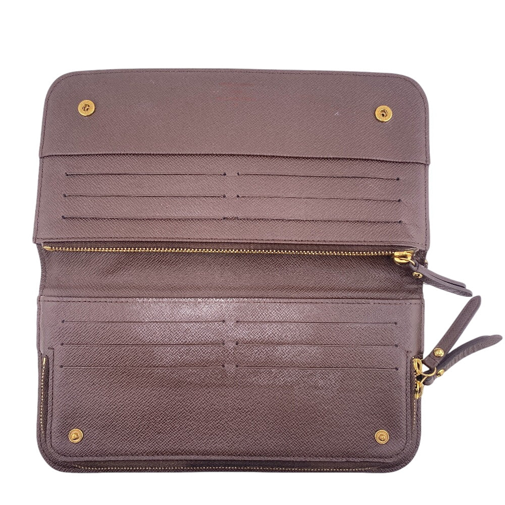 LOUIS VUITTON Long Wallet Purse N63071 leather Brown 1 Damier Unsolit Women(Unisex) Used Authentic